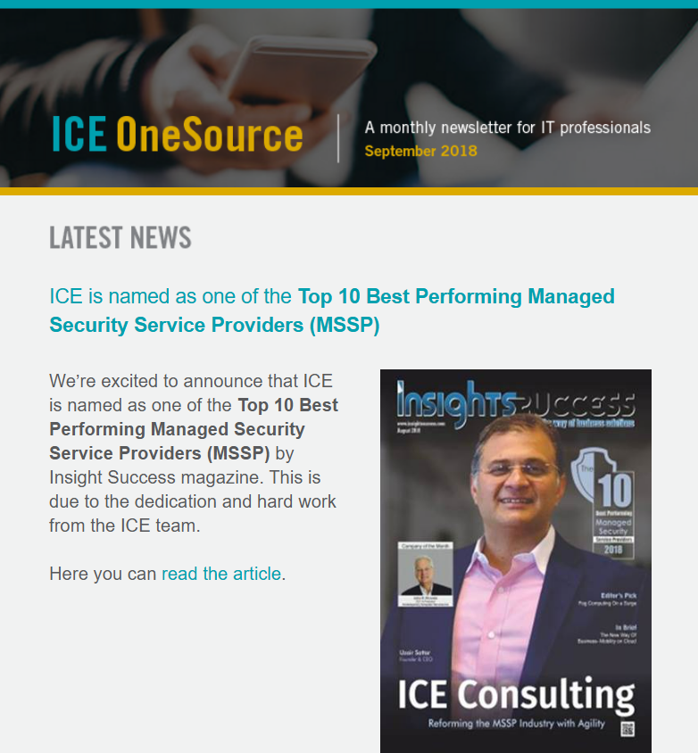 ICE is named as one of the Top 10 Best Performing Managed Security Service Providers (MSSP)
